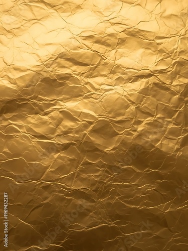 Luxurious crumpled gold foil texture background for festive design
