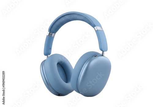 Sky Blue Wireless Over-Ear Headphones on white background , Isolated on Transparent Background, PNG, Generative AI 