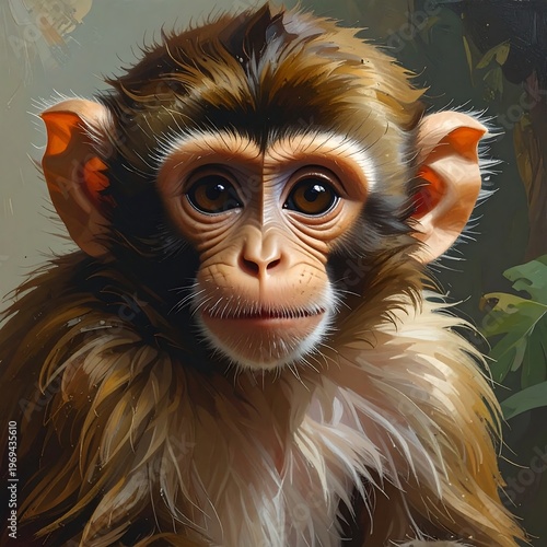 A close-up portrait of a monkey with expressive eyes