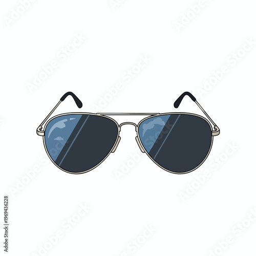 A pair of aviator-style sunglasses with dark lenses and a thin metal frame