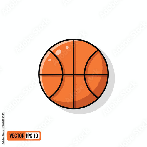 A cartoon-style illustration of an orange basketball with black lines