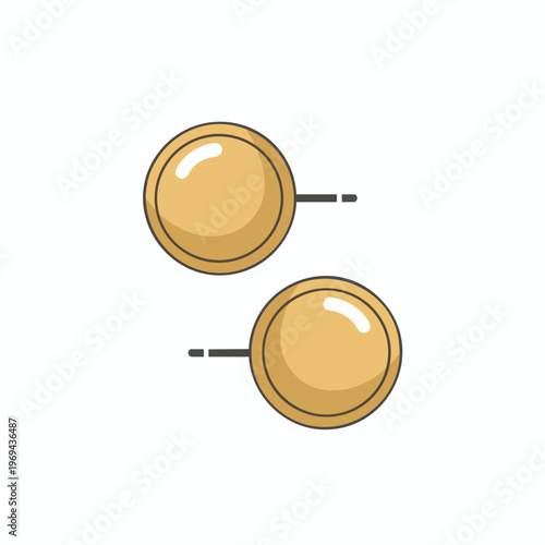 Two simple, golden, circular objects with rounded tops, on white