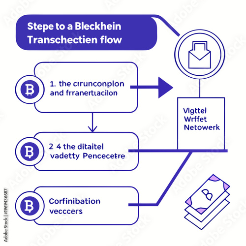 Blockchain transaction flow process illustration