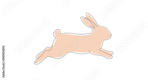 Pink rabbit running fast outside.