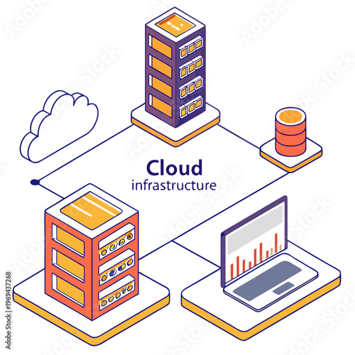 Cloud infrastructure network isometric design