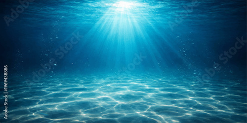 Abstract breathtaking the light's graceful dance penetrates the depths of the azure ocean, illuminating the serene seabed. capturing the mystery of the sea.