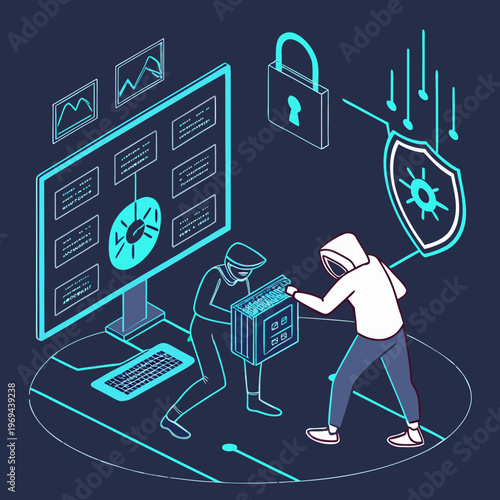 Cyber security data theft concept