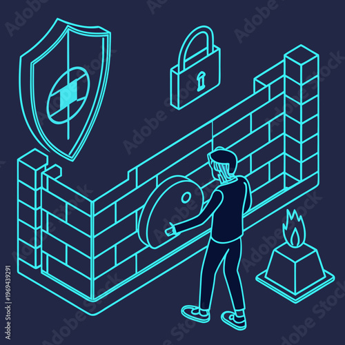 Isometric network firewall and security concept