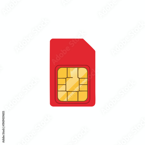 Red SIM card with gold chip