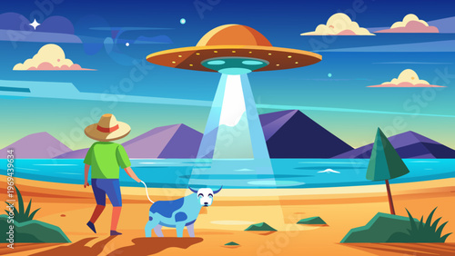 Beachgoer witnesses UFO beam abducting cow on sandy shore
