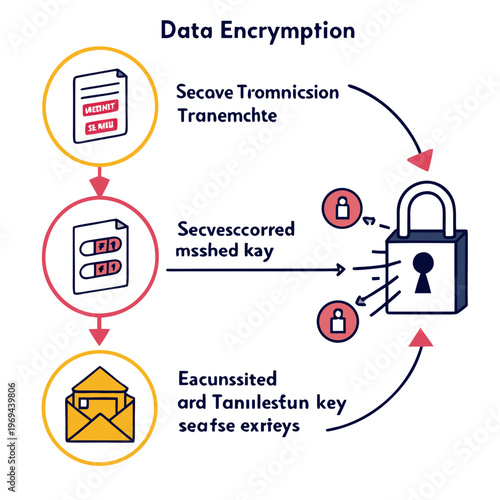 Data encryption and secure transmission concept