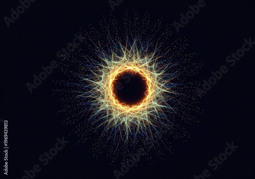 A dynamic digital visualization of energy flowing outward from a central point, illustrating sympathetic vibration and harmonic frequency matching ,energy ,acoustic ,cycle