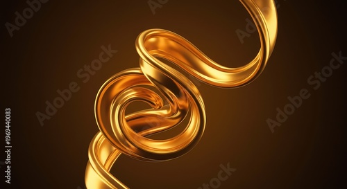 A luxurious abstract rendering of flowing molten gold shaped into an elegant three-dimensional spiral, symbolizing wealth, growth, and continuous movement ,winding ,brilliant ,concept