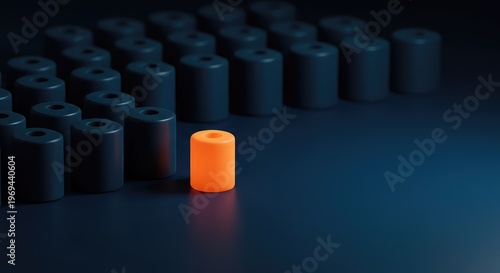 A single distinct object sits isolated from a cluster of perfect duplicates, symbolizing exclusion, loneliness, and refusal of acceptance ,obstacle ,alone ,frustration