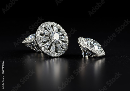 A sophisticated collection of glittering diamonds set in white precious metal, radiating luxury and timeless high fashion elegance ,gala ,opulent ,high fashion