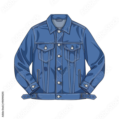 Classic blue denim jacket with button closure and chest pockets