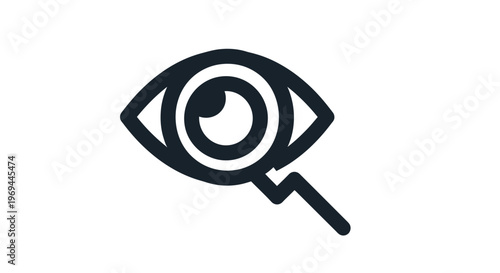 Eye icon with magnifying glass representing vision and investigation