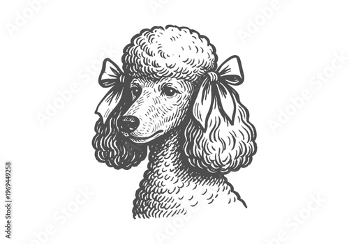 Poodle Dog hand drawn simple sketch vector illustration