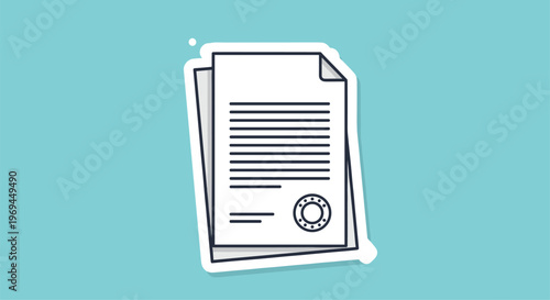 White document sheet with printed text features a circular official stamp at the bottom to represent a verified or legal contract.