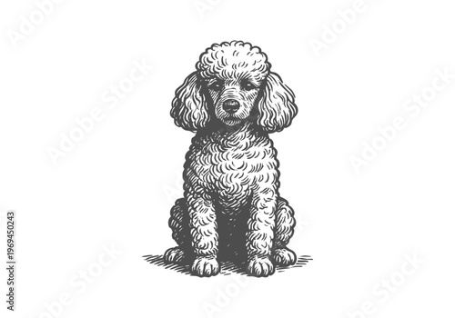 Poodle Dog hand drawn simple sketch vector illustration
