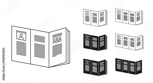 Collection of tri-fold brochure layout templates in different styles and orientations for business marketing and information display.