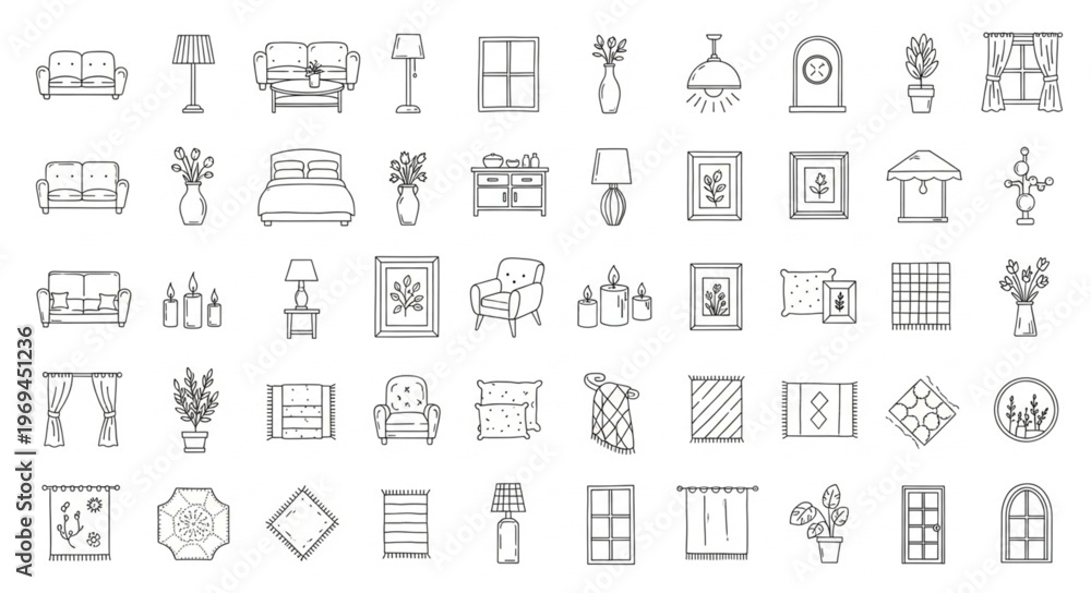 Obraz premium Collection of Hand-Drawn Architectural Elements and Objects.