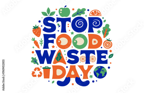 Reduce Food Waste Vector Graphic, Eco Friendly Lifestyle and Sustainability Design