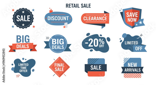 Colorful sale promotion badges for retail business and marketing designs
