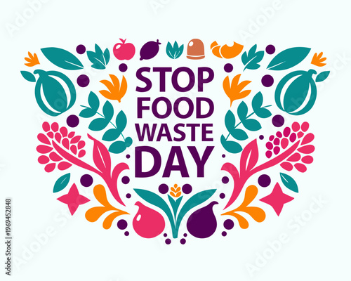 STOP FOOD WASTE DAY vector illustration isolated on white background