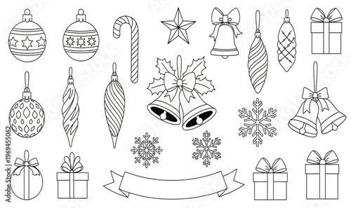 Christmas tree ornament collection isolated on white with clipping path vector illustration