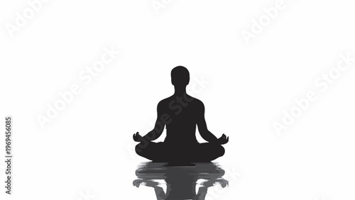 silhueta de pessoa meditando em posicao de lotus isolado fundo branco conceito equilibrio paz interior mindfulness