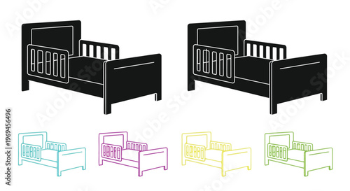 Two identical crib outlines with colorful variations below them