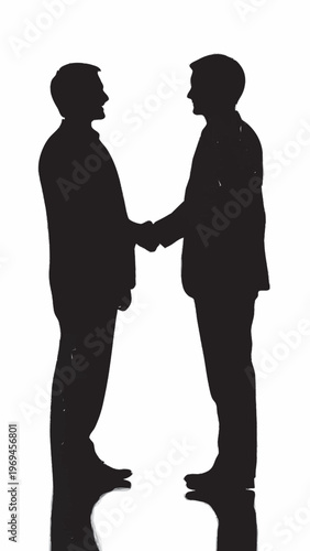 silhueta de homens de negocios apertando a mao fechando negocio isolado fundo branco conceito parceria sucesso