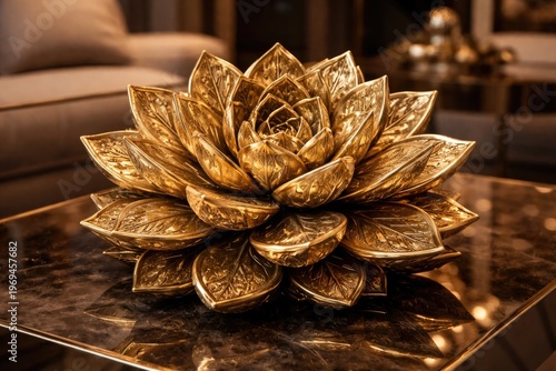 Luxurious golden succulent with intricate leaf designs perfect for modern home decoration