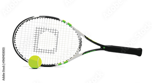 Tennis Racket and Ball Illustration for Sports, Fitness, and Outdoor Activity Graphics