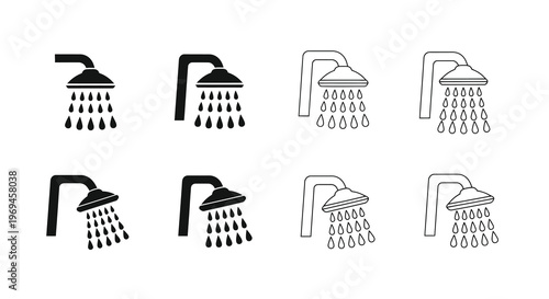 Shower head icons in varying styles and levels of detail