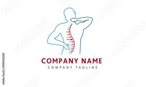 A modern and professional vector illustration of a human spinal column and vertebrae. This minimalist design features a stylized spine, symbolizing back health, alignment, and neurological care.