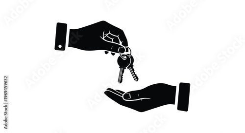 Hands exchanging keys representing transfer of ownership or access