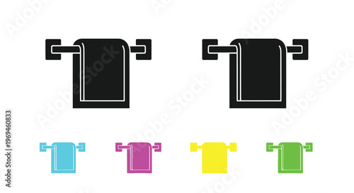 Black and colored towel rack icons with variations in hue