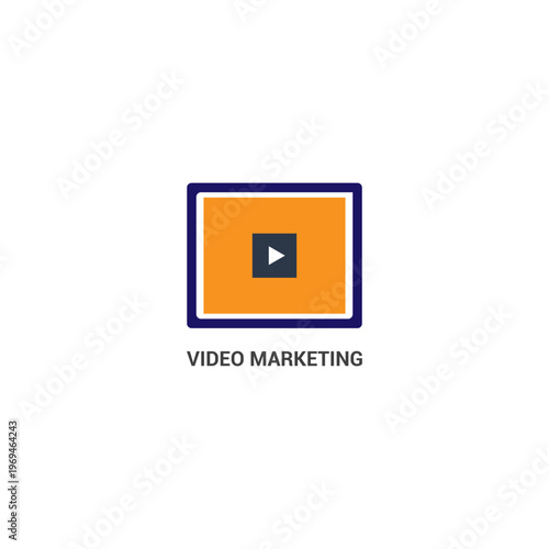 Professional video marketing icon representing digital content strategy, multimedia advertising, online movie streaming, and social media engagement for business growth.
