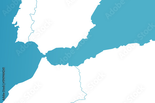 Strait of Gibraltar Map - Strategic Waterway Connecting Atlantic Ocean and Mediterranean Sea, Europe-Africa Border Vector Outline