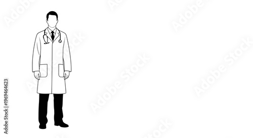 Doctor in Lab Coat with Stethoscope, Professional Medical Healthcare Icon