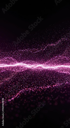 Dynamic abstract digital background showing flowing lines, particles, and network connections representing technology and powerful data transmission ,illuminated ,dynamic ,science
