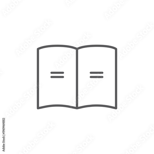 Minimalist open book icon for education online learning reading library and mobile app UI design vector illustration graphic design element.
