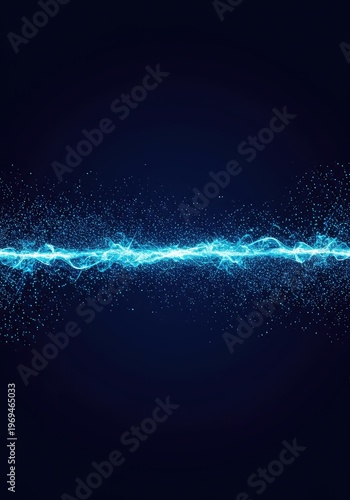 Dynamic blue energy pattern illustrating quantum duality, shifting between fluid waveform and discrete particle points in abstract space ,physics ,frequency ,dimension