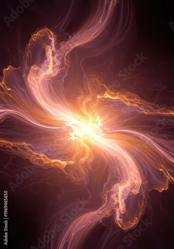 Ethereal abstract visualization of fluid dream energy flowing in seamless curves. Glowing light and vibrant colors create a surreal, mystical atmosphere ,graphic ,indigo ,blue