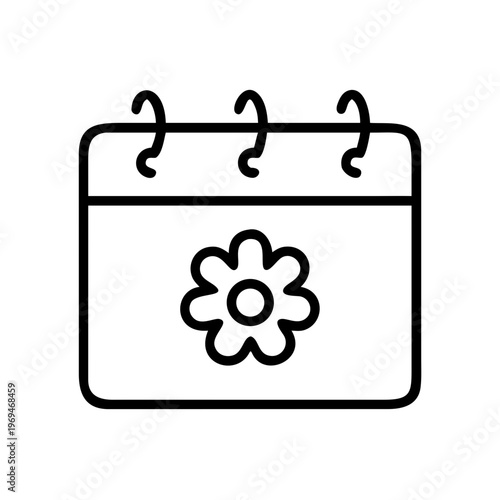 Spring calendar icon with flower symbol representing seasonal scheduling and floral events