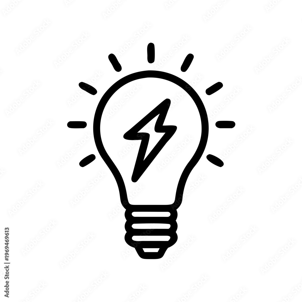 Fototapeta premium Innovation light bulb icon with lightning bolt symbol representing energy and bright ideas