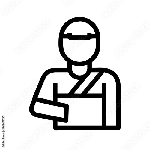 Man with injured arm in bandage icon vector, recovery process for person after accident