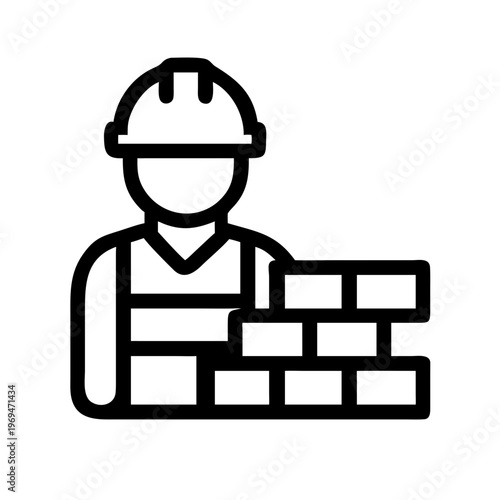 Professional worker icon representing construction industry and masonry labor in flat style